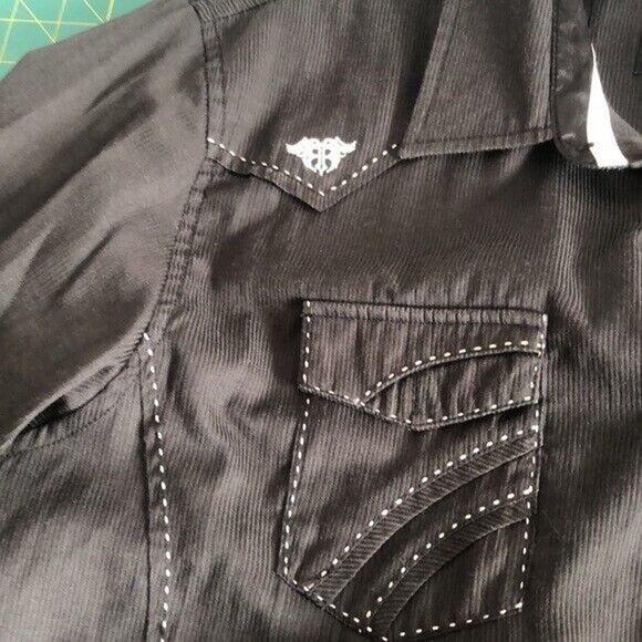 ROAR Signature Men`s Black Long Sleeve Shirt size XL logo topstitched button - Picture 4 of 7